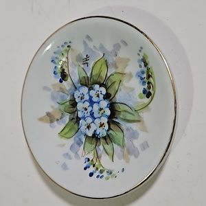 1930s Weisley Studios Hand Painted China Forgetmenots Wild Roses Signed Josef He
